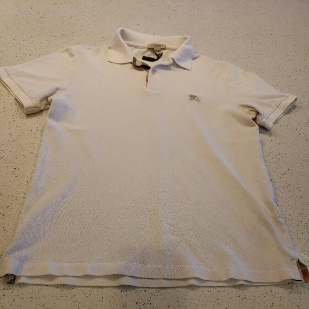 Burberry Brit Kids Boys White Polo Short Sleeve Shirt Size Large
